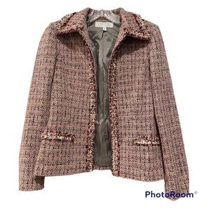 Tahari Pink Tweed Open Face Jacket. Size 2.